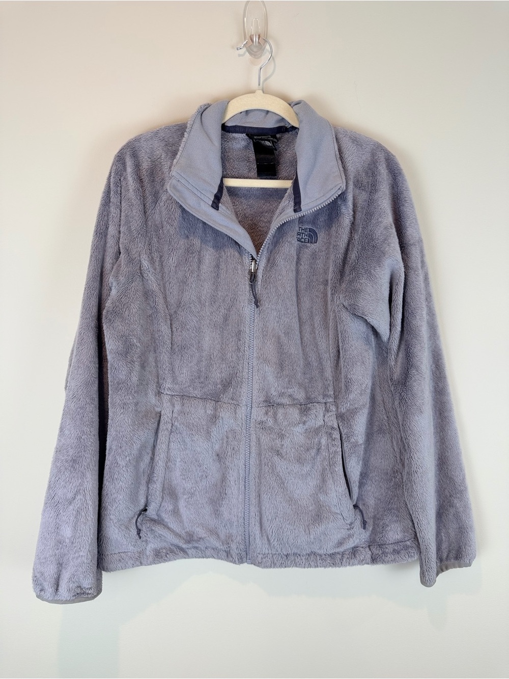 The North Face Light Gray Plush Full-Zip Teddy Jacket Side Medium